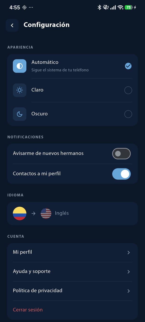 Configuración de la app